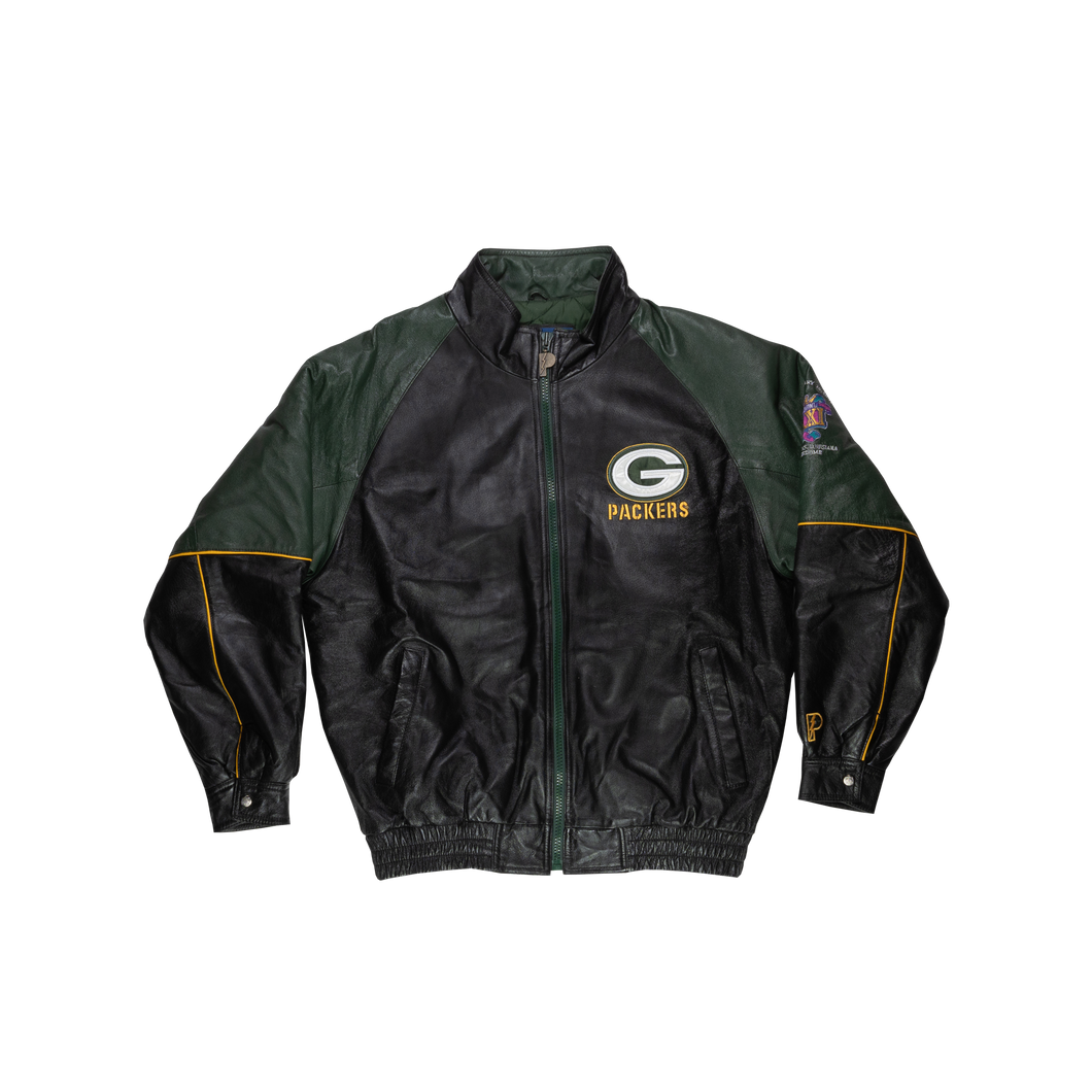 Vintage Pro Player Green Bay Packers Superbowl XXXI Leather Jacket (L)
