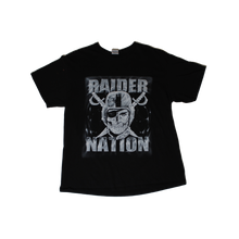 Load image into Gallery viewer, Vintage NFL &quot;Raider Nation&quot;, &quot;Silver and Black is Back&quot; Graphic Tee (L)
