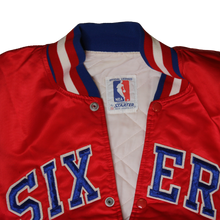 Load image into Gallery viewer, Vintage Starter button-down “Philadelphia 76ers” Bomber Jacket
